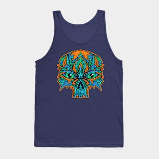 Orange and blue skull ornament Tank Top